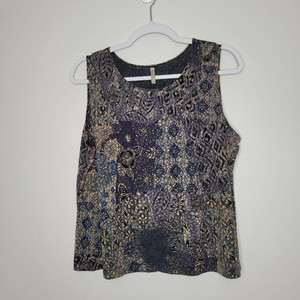 Vintage 90s y2k dark moody abstract print witchy boxy boho top size xl